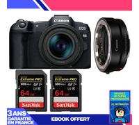 Boitier Canon EOS R8 + RF 24-50mm IS STM + EF-EOS R + 2 SanDisk 64GB Extreme PRO UHS-II SDXC 300 MB/s + Ebook 'Devenez Un Super Photographe