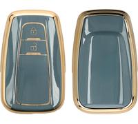 Boitier Clef Voiture Compatible avec Toyota 2-Bouton Smart Key-Coque en Silicone de Clef de Voiture-Étui de Protection Noir-Bleu foncé
