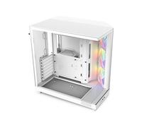 Nzxt H6 Flow RGB CC-H61FW-R1 Boîtier Moyen-Tour Compact Double Chambre Airflow Comprend 3 Ventilateurs 120 mm RGB Panneaux panoramiques en Verre Panneaux Airflow Haute Performance Blanc