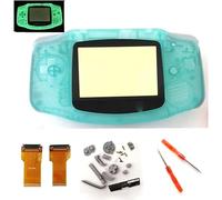 Boîtier complet de coque de protection avec câble flexible rétroéclairé pour Game Boy Advance GBA AGS 001 Mod Kit de remplacement Noctilucent Edition Vert lumineux