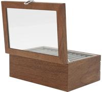 Boîtier d'affichage en bois pour stylo, 34 compartiments, rangement en tiroir, dessus acrylique, brun