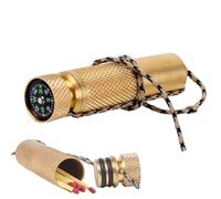 Boîtier d'allumettes en laiton - Laiton - Pilulier compact avec boussole intégrée - Bouteille de médicaments étanche - Conteneur de poche - Rangement en métal vintage pour allumettes, pilules, petits