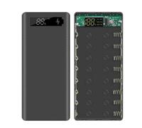 Boîtier de batterie externe 18650 avec écran LCD, supporte 20 000 mAh (noir)