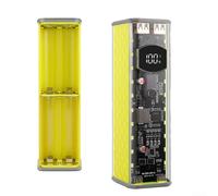 Boîtier de batterie externe portable transparent 22,5 W 45 W, assemblage sans soudure pour 8 cellules, boîte en ABS solide pour création d'appareils de chargeur externe personnalisés (ywllow 45 W)