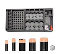 Boîtier de batterie - HIPS+PP+ABS 14,49x6,89x2,76 pouces | Organisateur haute capacité à 116 grilles, compartiment à piles | D C AA AAA 9 V Cellule électrique domestique Emplacement de travail Bureau