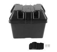 Boîtier de Batterie Marin Robuste 12 V avec Sangles et matériel pour Camping-Car, Automobile, Bateau, remorque de Voyage, matériau ABS Noir 275 x 185 x 195 mm, Taille 2 pièces