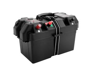 Boîtier de batterie Power Center USB DC pour camping-car, bateau, camping | Boîte de rangement de batterie avec surveillance en temps réel pour remorque, caravane, yacht, noir