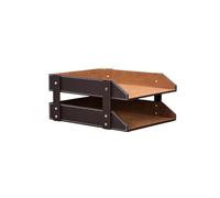 Boîtier de bureau métallique, File Folder Holder 2-Layer Stackable Desktop Organizer Tray Black Bruin(Bruin)