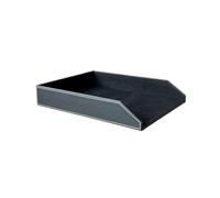 Boîtier de bureau métallique, File Folder Holder PU Leather Desk Organizer For Documents Folders Magazines Brown Black(Black)
