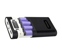 Boîtier de chargement de batterie 18650, capacité de 4 cellules, charge rapide, prend en charge les doubles ports d'entrée de sortie, affichage LED, texture ABS, boîte de rangement de batterie