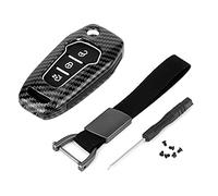 Boîtier de clé à Distance de Style Fibre de Carbone Noir à 3 Boutons, Couvercle de boîtier Pliable pour, découpe CNC de précision pour l'ajustement, Design élégant en Fibre de