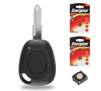 Boitier de Clé Télécommande Coque de Clef 1 Bouton Compatible avec Plip Renault Safrane | 1 Switch | 2 Piles cr2016 Energizer - Kit iRace Keys®