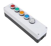 Boîtier de commande électrique à bouton-poussoir de 22 mm avec contact 1NC + 1NO, type auto-réinitialisation/autobloquant, construction en ABS IP65 et métal, 10 A au-dessus de 440 V (1)