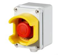 Boîtier de commutation E-Stop IP67 - Bouton d'arrêt en ABS ignifuge - Avec couvercle en métal - Protection contre les courts-circuits - Pour contrôle électrique industriel extérieur - Blanc