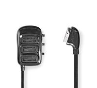 Nedis Commutateur Péritel N CVGB31835BK05 – 3 entrées, 1 sortie, câble 0,5 m