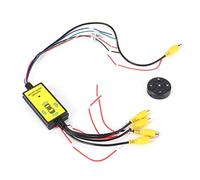 Boîtier de Commutation vidéo panoramique à 360 degrés Convertisseur vidéo inversé 4 en 1 avec télécommande pour la Surveillance des Angles Morts de Voiture Matériau ABS 80x40x20mm