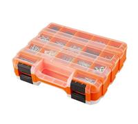 Boîtier de composants matériels - Système mobile, plateau bidirectionnel de trente-quatre sections avec couvercle transparent, récipient de transport pour vis, fixation et agencement de pièces