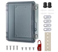 Boîtier de Connexion Étanche IP67, Boîte de Dérivation Murale Verrouillable, Boîte de Câbles Étanche, Coffret Transparent Extérieur avec Accessoires de Montage Mural et Serrure (230 x 165 x 120 mm)