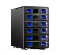 Boîtier de disque dur à 6 baies avec ventilateur pour disque dur SATA HDD/SSD 2,5/3,5" avec USB A/C 3.2 Gen 2, prend en charge l'expansion à chaud, Daisy Chain Expansion, boîtier de disque dur sans