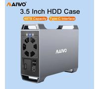 Boîtier de disque dur MAIWO 3,5 pouces SATA vers USB3.0 Type-C Gen2, station d'accueil double baie, supporte une capacité de 48 To EU Plug