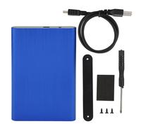 Boitier de disque dur mobile USB 2.0 en alliage d'aluminium brosse resistant aux chocs pour disque dur/SSD SaTa 2,5 pouces, bleu