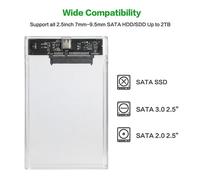 Boîtier de disque dur USB 3.1 type-c 8TB Transparent 2.5 pouces SATA HDD SSD boîtier externe pour ordinateur portable