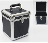 Boitier de DJ en vinyle 7" pour 70-100 disques - Noir - 21,5 x 26 x 21 cm