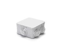 Boîtier de jonction carré, étanche IP44, 80 x 80 x 40 mm, gris, parfait pour connecter et protéger les circuits électriques en extérieur.