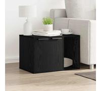 Boîtier de litière pour chat en bois de chêne noir, 60 x 40 x 40 cm, clôture cachée comme table d'appoint ou armoire de rangement