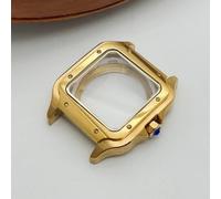 Boîtier De Montre Carré 38mm,Bracelet En Cuir 21mm Pour Seiko Carter Sandoz Nh36 Nh35 Nh70,Mouvement Pour Cadran 27mm,Modification De Montre.Gold Case-27.No Logo