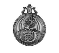 Boîtier de montre de poche cube - Boîtier de montre de poche avec dragon en - Rangement nostalgique de montre de poche - Accessoire de jeu de société pour homme et, Argent (Silver), Voir