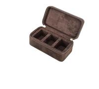 Boîtier de montre en cuir véritable à 3 compartiments - Boîte de rangement de voyage vintage pour homme et femme