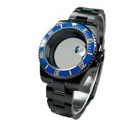 Boîtier de Montre Noir NH35 GMT/SUB 40 mm for Homme, Verre Saphir, Lunette 120 clics, Compatible avec Les mouvements NH34/NH35/NH36(SUB 30 Ceramic Bezel,Solid Back)