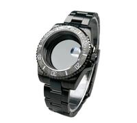 Boîtier de Montre Noir NH35 GMT/SUB 40 mm for Homme, Verre Saphir, Lunette 120 clics, Compatible avec Les mouvements NH34/NH35/NH36(SUB 20 Ceramic Bezel,Glass Back)