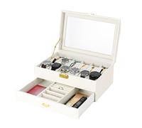 Boîtier de montre, remontoir de montre, organisateur de bijoux, boîte à montres, 12 emplacements, double couche, présentoir à bijoux, organisateur de rangement, boîtier avec couvercle en verre et ser