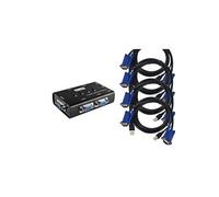 KALEA-INFORMATIQUE Boitier de Partage KVM Switch pour 4 PC. Ecran VGA, Clavier et Souris USB, avec Cordons KVM fournis