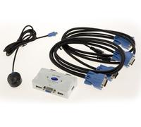 Boitier de partage KVM Switch Souris Clavier Ecran pour 2 PC - VGA / USB - Automatique et avec Télécommande - Cordons KVM fournis