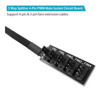 Boîtier de PC, manchon de ventilateur, câble d'alimentation, Hub, Extension, séparateur de câble, adaptateur, contrôleur 1 à 5 voies, 4 broches, PWM, ventilateur de refroidissement CPU