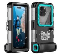 Boîtier de plongée sous-marin pour iPhone 17/16/15/14/13/12/11 Pro Max/XR/XS et plus - Protection professionnelle - 15 m - Pour la plongée en apnée, le surf, les photos et les vidéos (noir/bleu-vert)