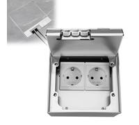 Boîtier de Prise de Sol Encastrable 16A 4000W Inox Étanche, 2 Prises EU, Prise de Sol Escamotable Set pour Cuisine Salon Bureau Hôtel