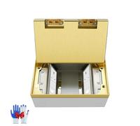 BoîTier De Prise De Sol Encastré Dissimulé En Acier Inoxydable Prise éLectrique De Sol éTanche Et IntéGréE RéCeptacle Encastré for Maison, Bureau(Gold,2*Standard+2*Network)