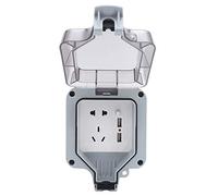 Boîtier de prise étanche extérieur, AC110-250V Prises électriques murales extérieures Prise extérieure 2 trous Port USB 3 trous