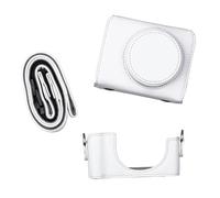 Boîtier de Protection de la caméra numérique PU en Cuir PU Camera Rangement Sac avec bandoulière Amovible pour Absorption de Choc Durable de Voyage léger Compact ZV1 (Weiß)