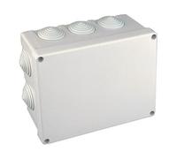 Boîtier de raccordement en surface, dimensions 230 x 180 x 85 mm, parfait pour les installations électriques et la distribution de câbles. Idéal pour une utilisation dans divers environnements.