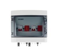 Boîtier de raccordement photovoltaïque 500 V CC, 2 entrées, 2 sorties, avec protection contre les surtensions et la foudre, fusible CC, disjoncteur miniature, étanche IP65(DC MCB 32A)