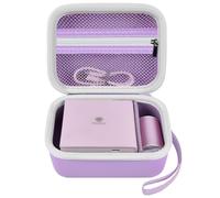 Boîtier de Rangement Portable Mini pour imprimante d'étiquettes sans Encre pour Phomemo M02/T02/M02S/M02 Pro/Q30S/M02X, Compatible avec Papier Thermique, câble USB (boîte Seulement) - Violet