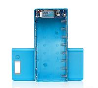 Boîtier de rangement pour chargement de batterie à 8 cellules avec deux ports USB, coque de banque d'alimentation 5 V 2,1 A, affichage numérique de la tension et arrêt automatique, ABS DIY (bleu)