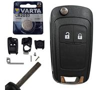 Boîtier de rechange pour e voiture avec 2 boutons + lame vierge + batterie compatible avec Opel Meriva Astra J Insignia A Adam Corsa E Cascada Mokka Grandland Zafira C