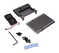 Boîtier de Refroidissement en Alliage d'aluminium avec Ventilateur, boîtier de Dissipation Thermique Efficace, boîtier de Protection pour 4 B modèle Kit de Coque anodisée Durable (Grise)