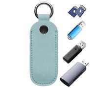Boîtier de support de lecteur flash : boîtier de clé USB portable, boîtier de support de clé USB en cuir PU, organisateur d'une petite clé Pa, bleu, 3.54x1.26 inches, Voir description